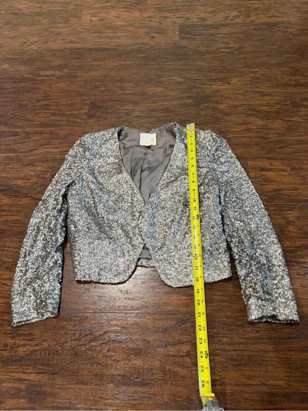 Line & Dot Gray/Pewter Color Sequin Cropped Jacket Size XS